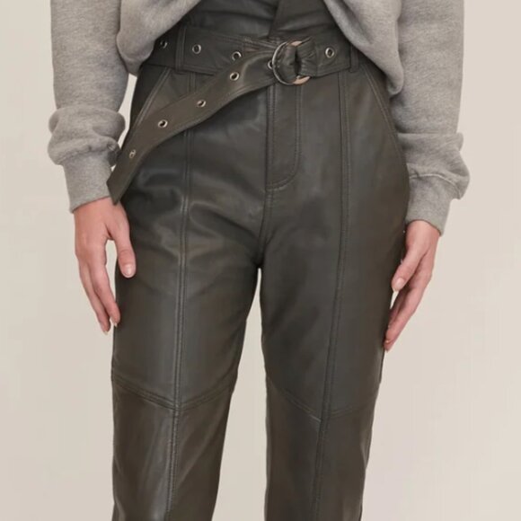 Marissa Webb Anniston Leather Pant in Charcoal - Picture 1 of 6